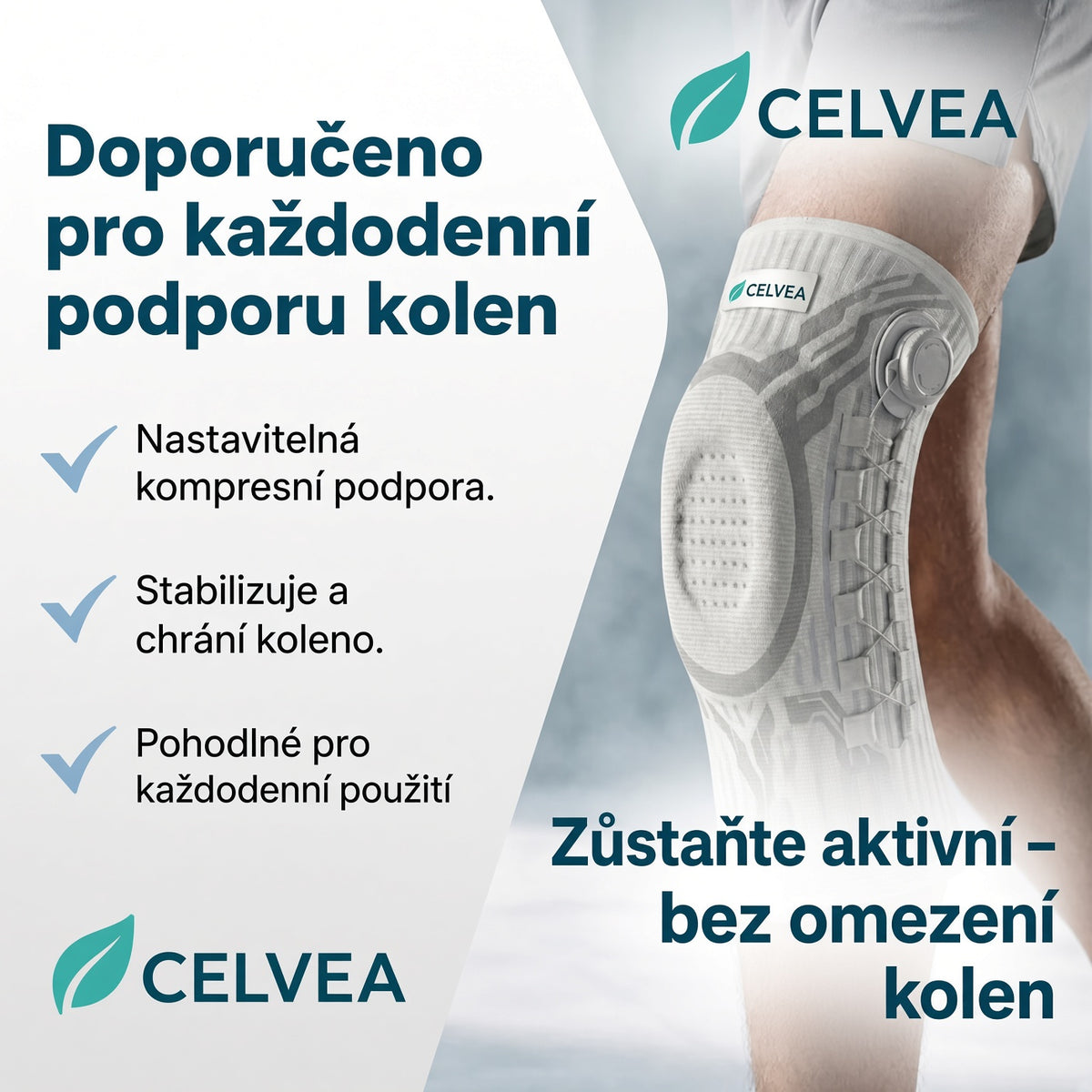 CELVEA Kolenní bandaž s přesným otočným kolečkem