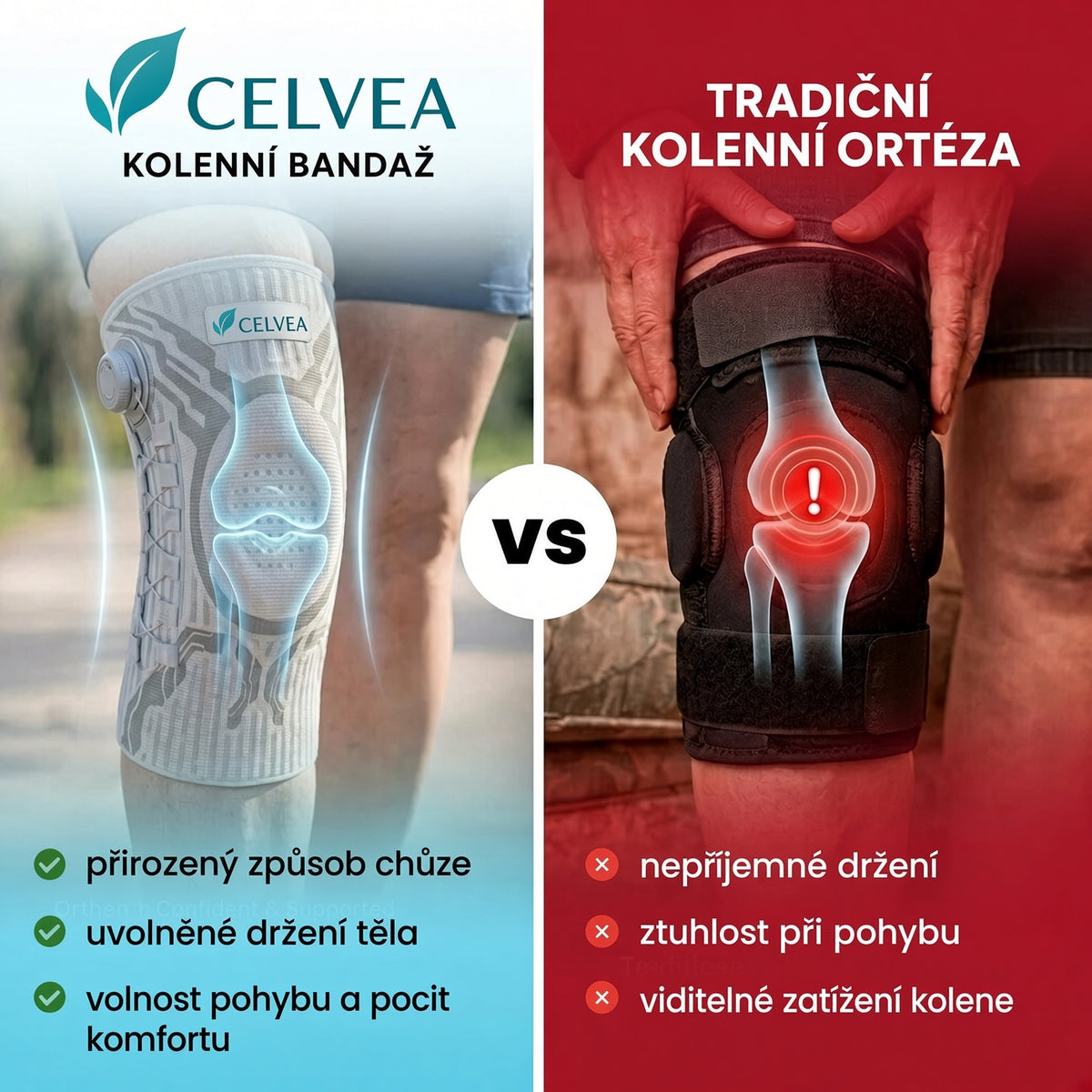 CELVEA Kolenní bandaž s přesným otočným kolečkem